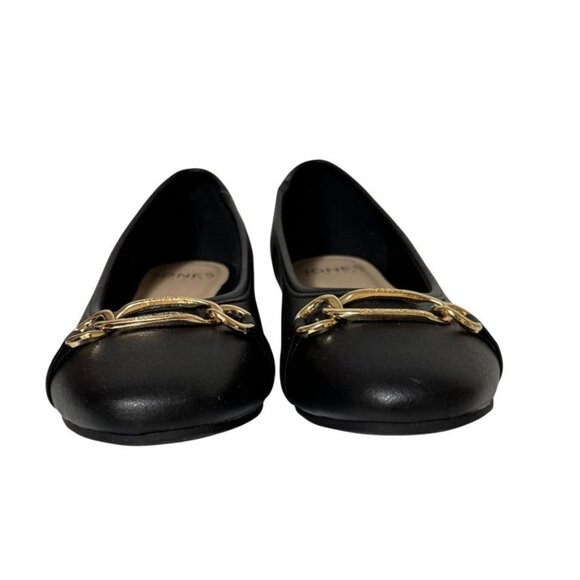 Jones New York Balsora Flats Black Gold Link Slip On Round Toe Women's Size 9 - Picture 7 of 16
